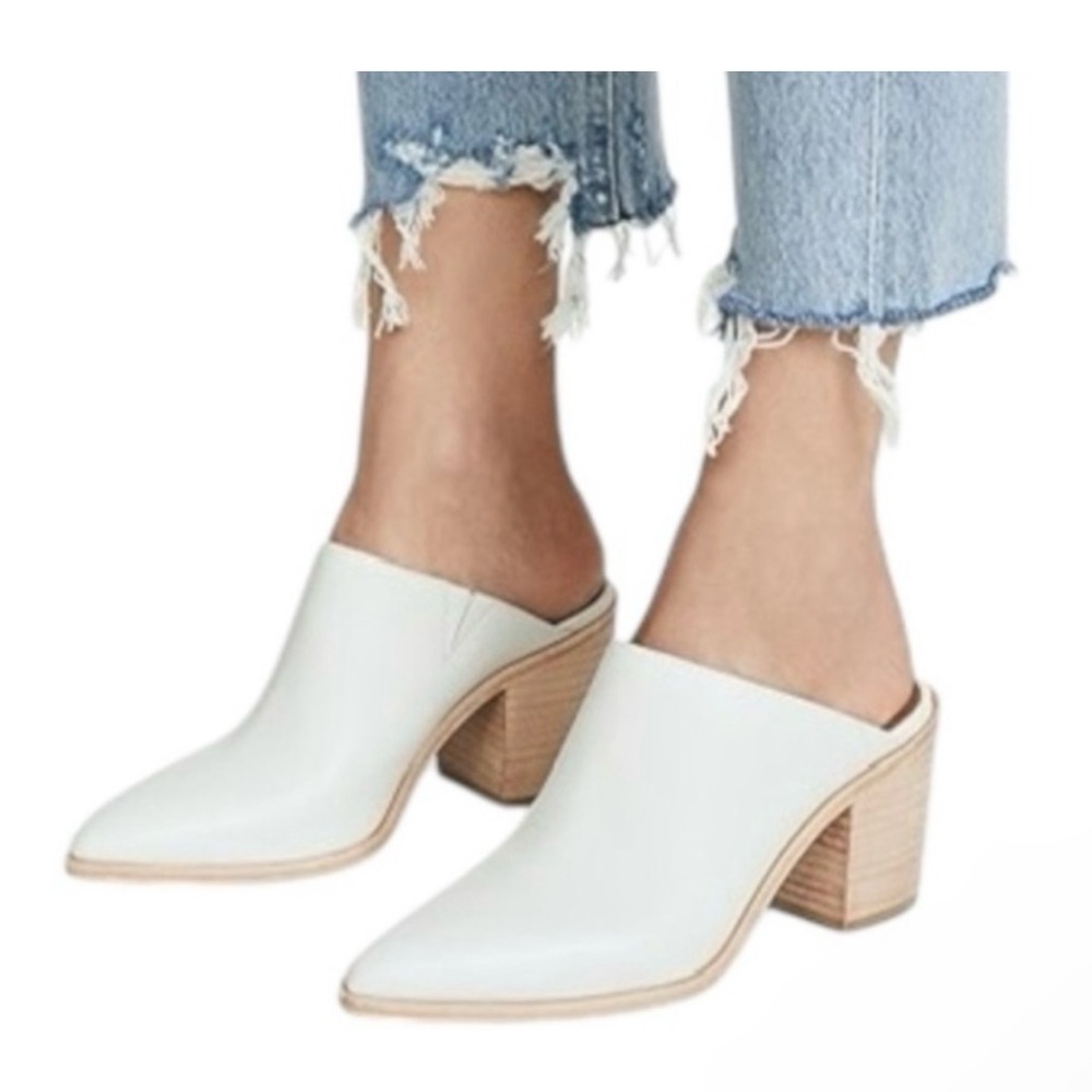 FRYE White Leather Mule Size 8